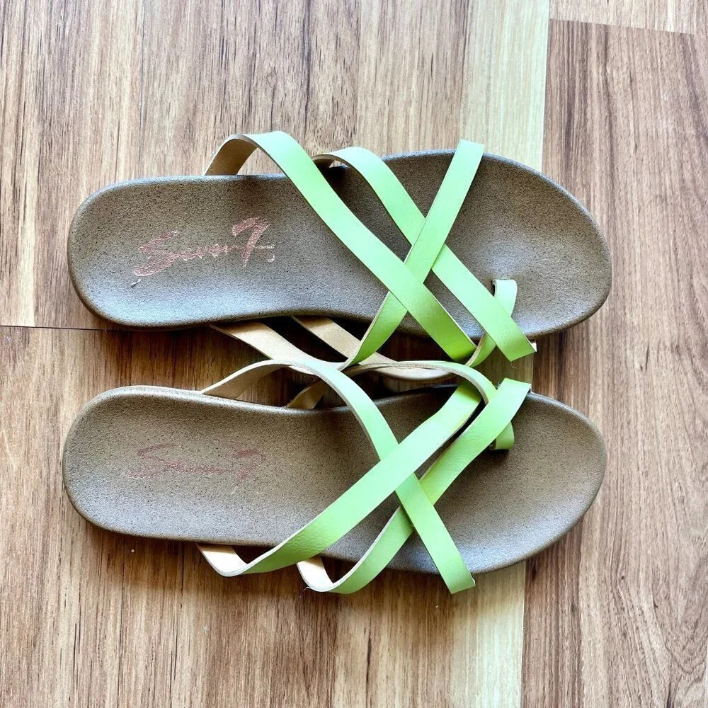 Seven7 Melbourne Slide Thong Sandals Lime Green Size 6 - Picture 6 of 8